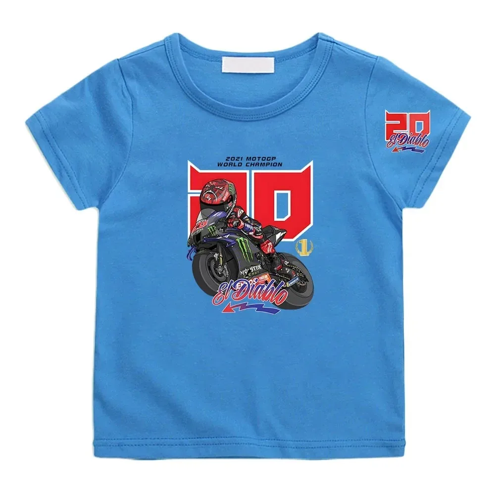 2024 Summer Children's Motorcycle GP Printed T-shirt for Men and Boys T-shirt for Girls Comfortable Casual Children's Wear