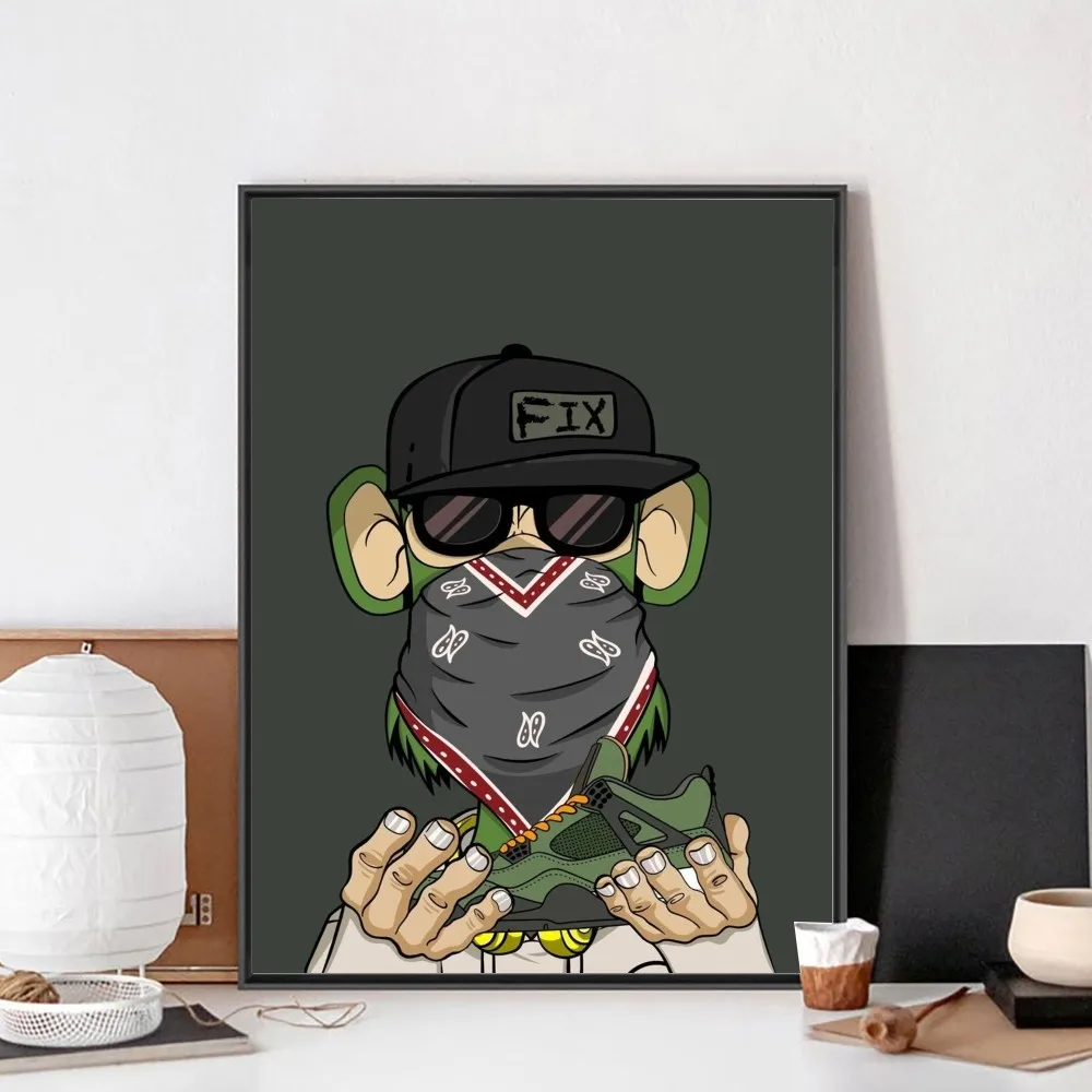 Bored Ape Graffiti Style Street Art No Framed Poster Kraft Club Bar Paper Vintage Poster Wall Painting Bedroom Study Stickers