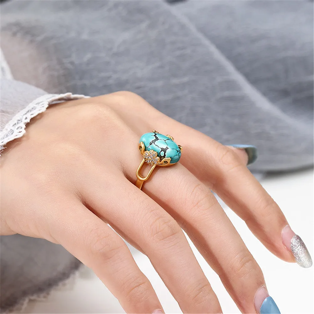 Ring Setting for 12x15mm Oval Cabochons Gold Plated 925 Sterling Silver Adjustable Ring Component