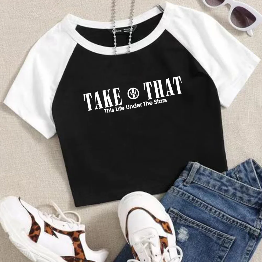 

Take-That This Life Under The Stars 2024 Tour Crop Tops T-Shirt Girls Fashion Women O-Neck Short Sleeve Fans Gift T-shirt