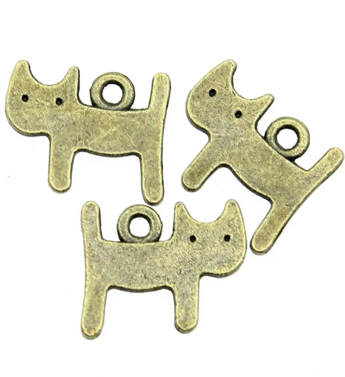 

25pcs 14*12mm Zinc alloy metal antiqued bronze color plated lovely cat design charms T2580