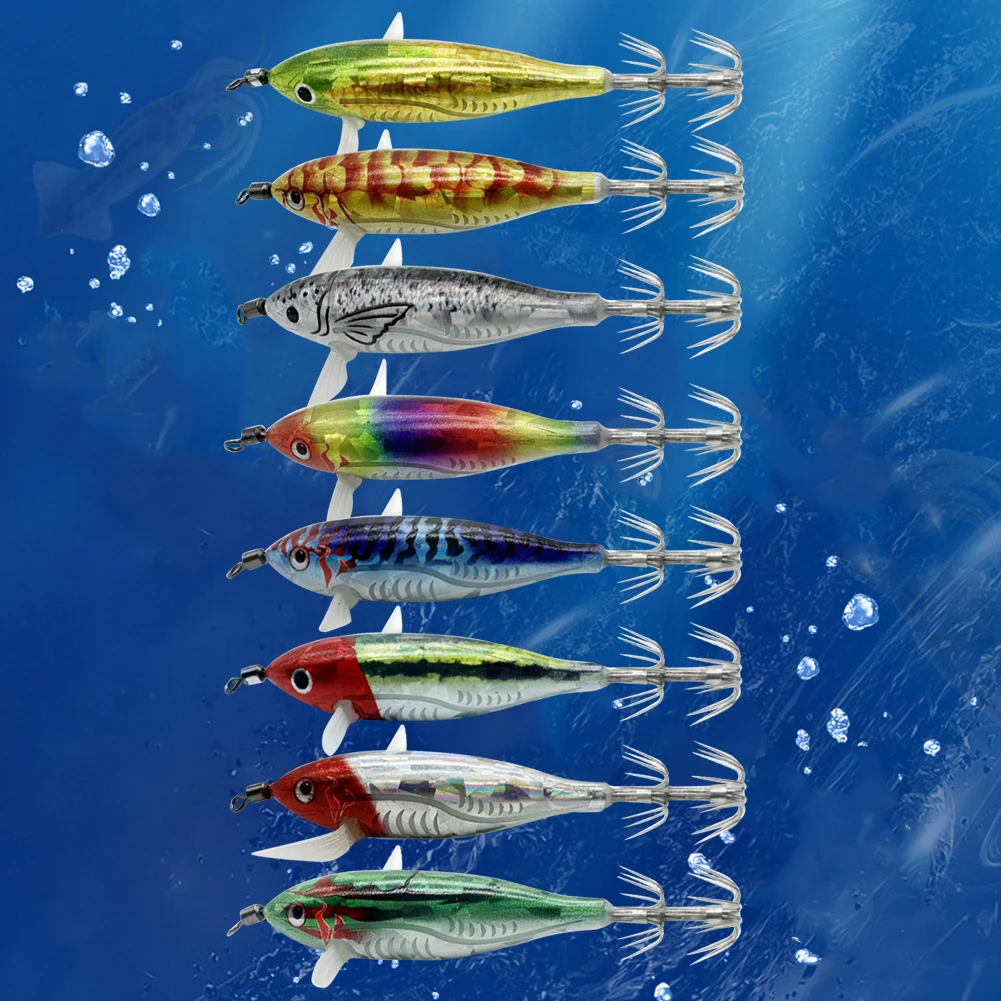 30-1PCS Fishing Lures Octopus Egi Squid Fishing Lures Hooks 5.5g Mini Luminous Wobble Squid Bait Crankbait Artificial Bait