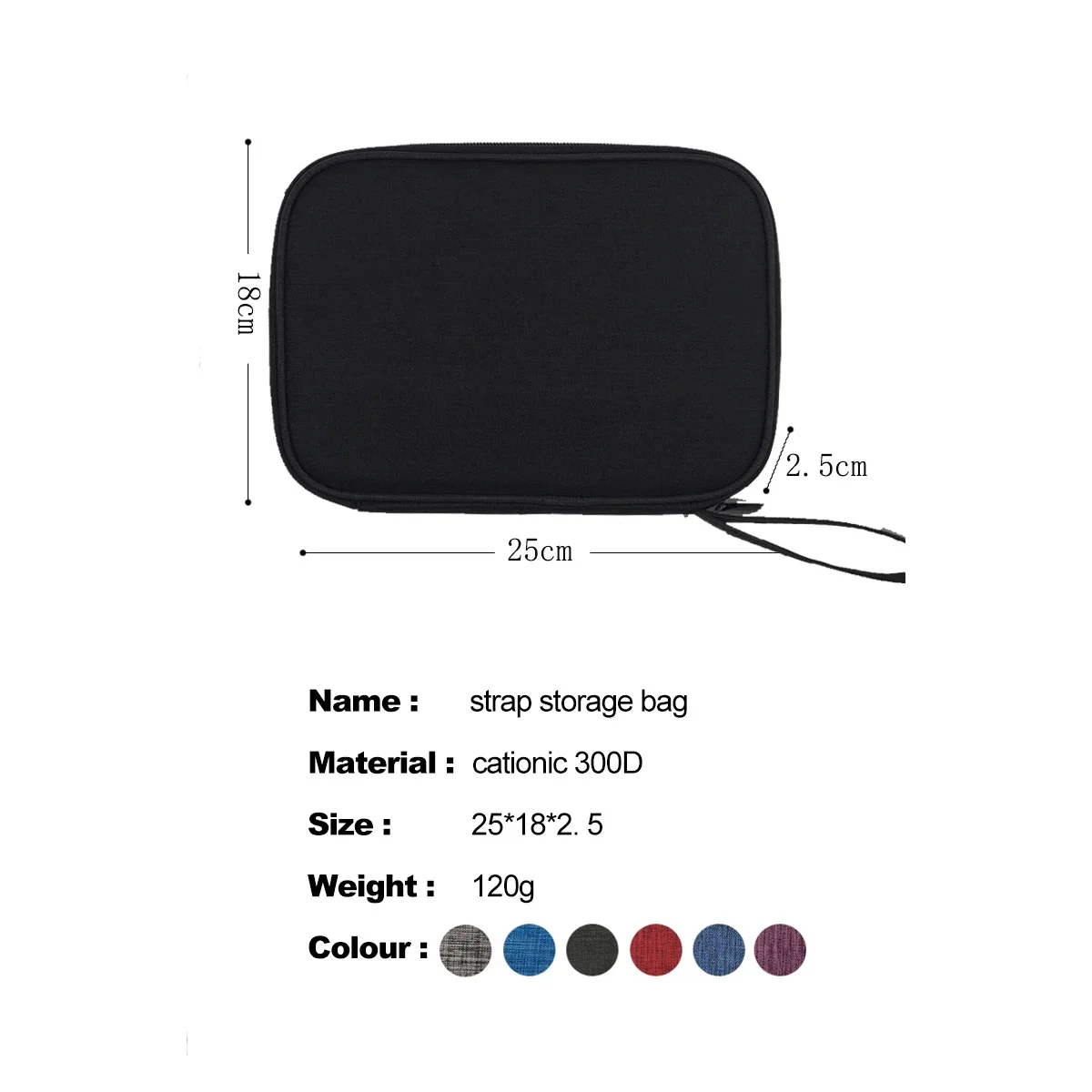 bag Multifunction Travel Carrying for Watch Strap Storage Bag Pouch Portable Case Box for Data cable 300D waterproof fabric