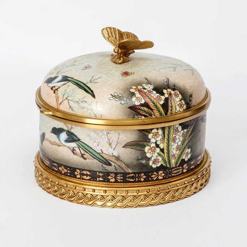 Antique brass luxury craft art decoration copper candy pot amusing shape storage jar jewelry box