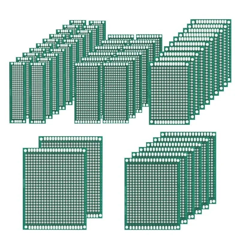 50Pcs Double Sided PCB Board Prototype Kit 2X8 3X7 4X6 5X7 6X8CM，Universal Printed Circuit Board for DIY Electronic Project