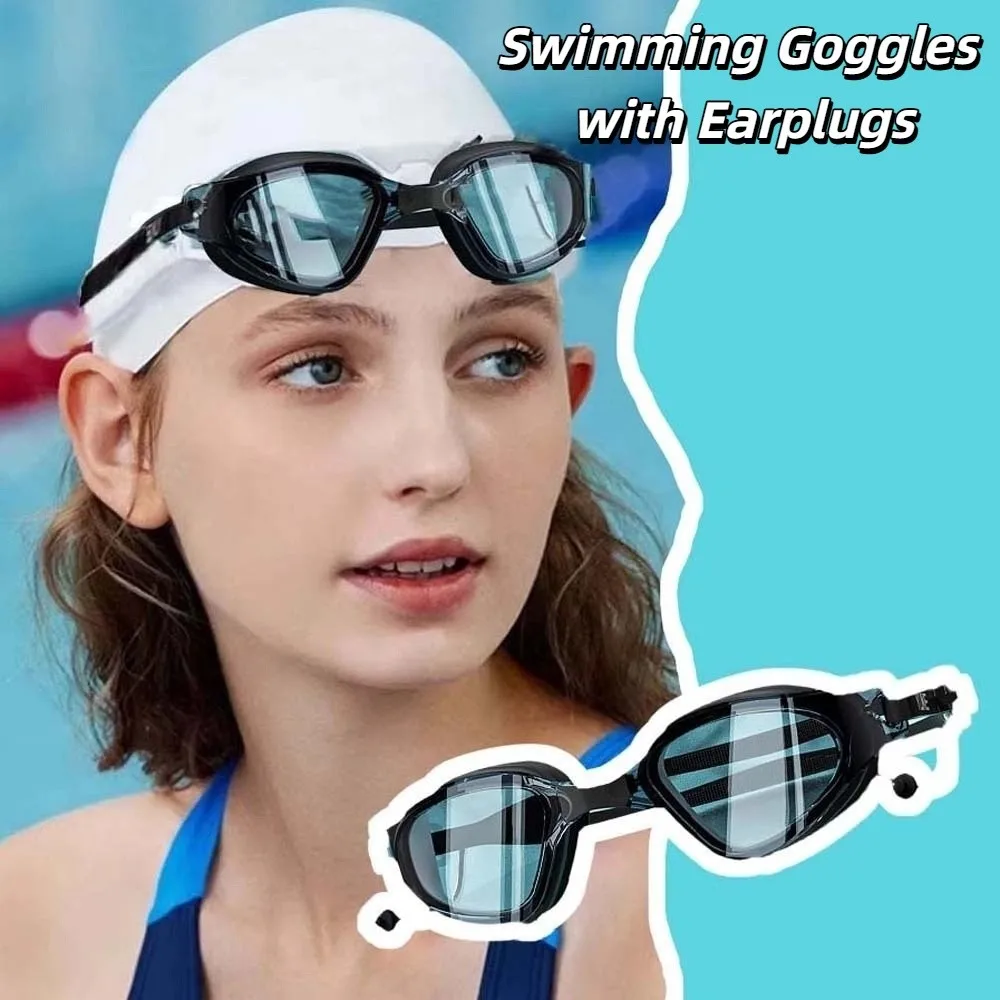 

Waterproof Swimming Goggles Electroplating Detachable Nosepiece Swim Glasses with Earplugs Silicone 3D Fit Anti-fog Swim Eyewear