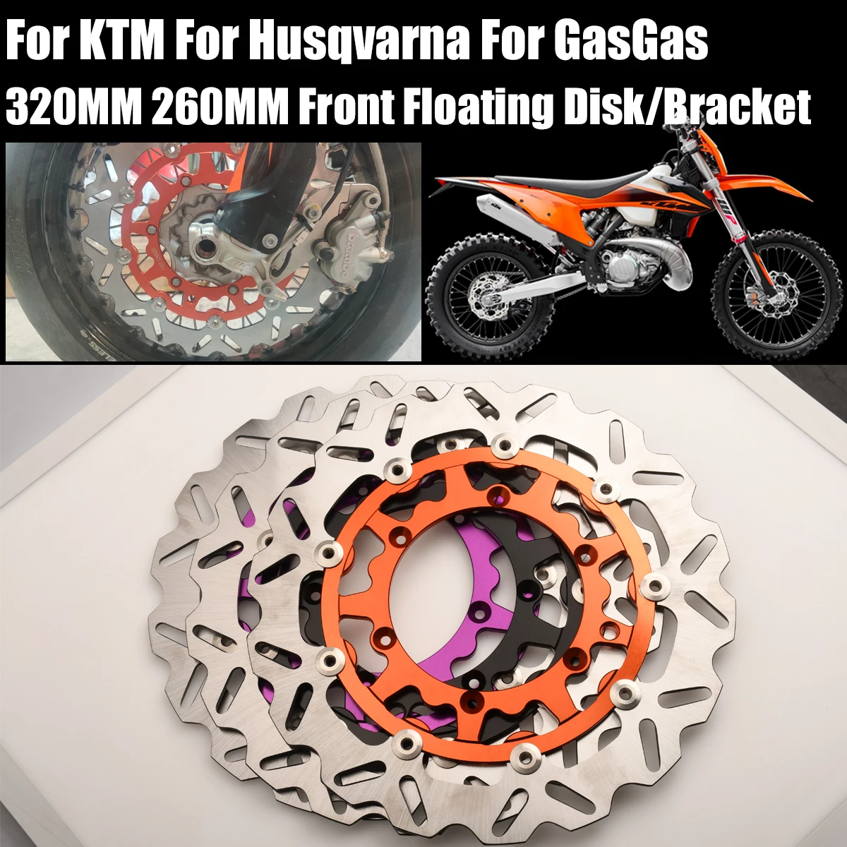 

Для KTM EXC EXCF SX SXF XC XCF XCW TPI 125-500 1994-2023 мотоцикла 320 мм 260 мм кронштейн адаптера суппорта переднего тормоза дискового тормоза