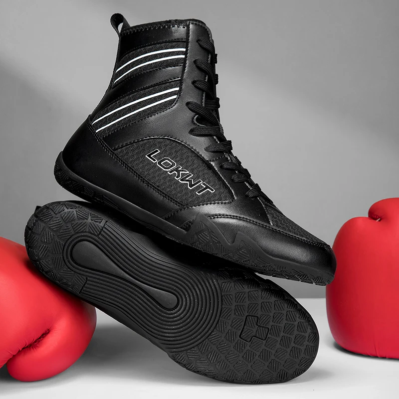 

Professional Men Wrestling Shoes Black White Fighting Shoes for Man Designer Gym Training Shoe Youth Breathable Sport Shoes