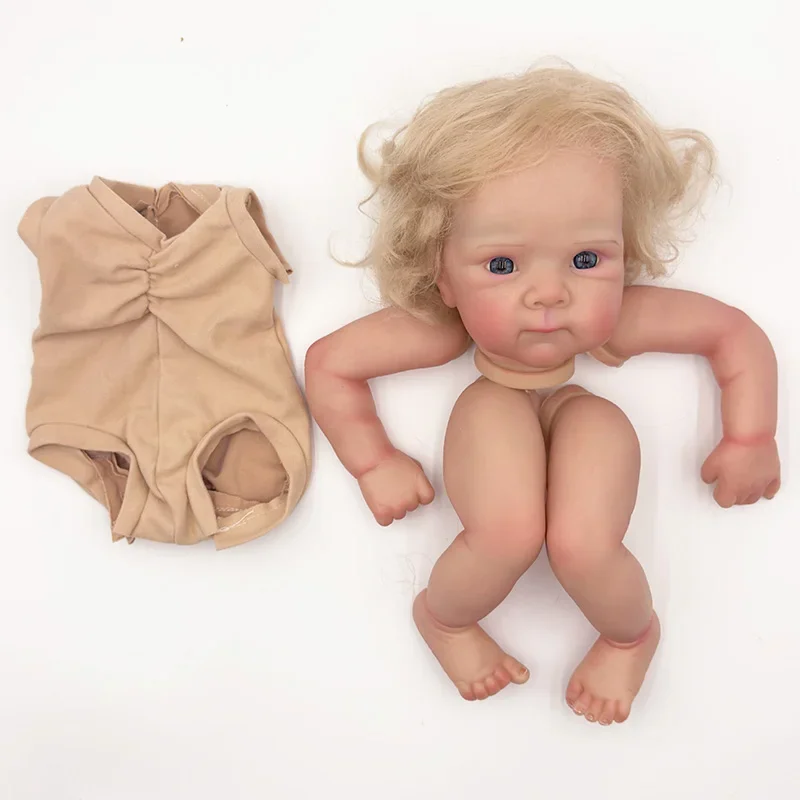 18inch Reborn Doll Kit Bettie with Blonde Hair Already Painted Kits Many Detailed Veins Reborn Doll Parts with Body and Eyes