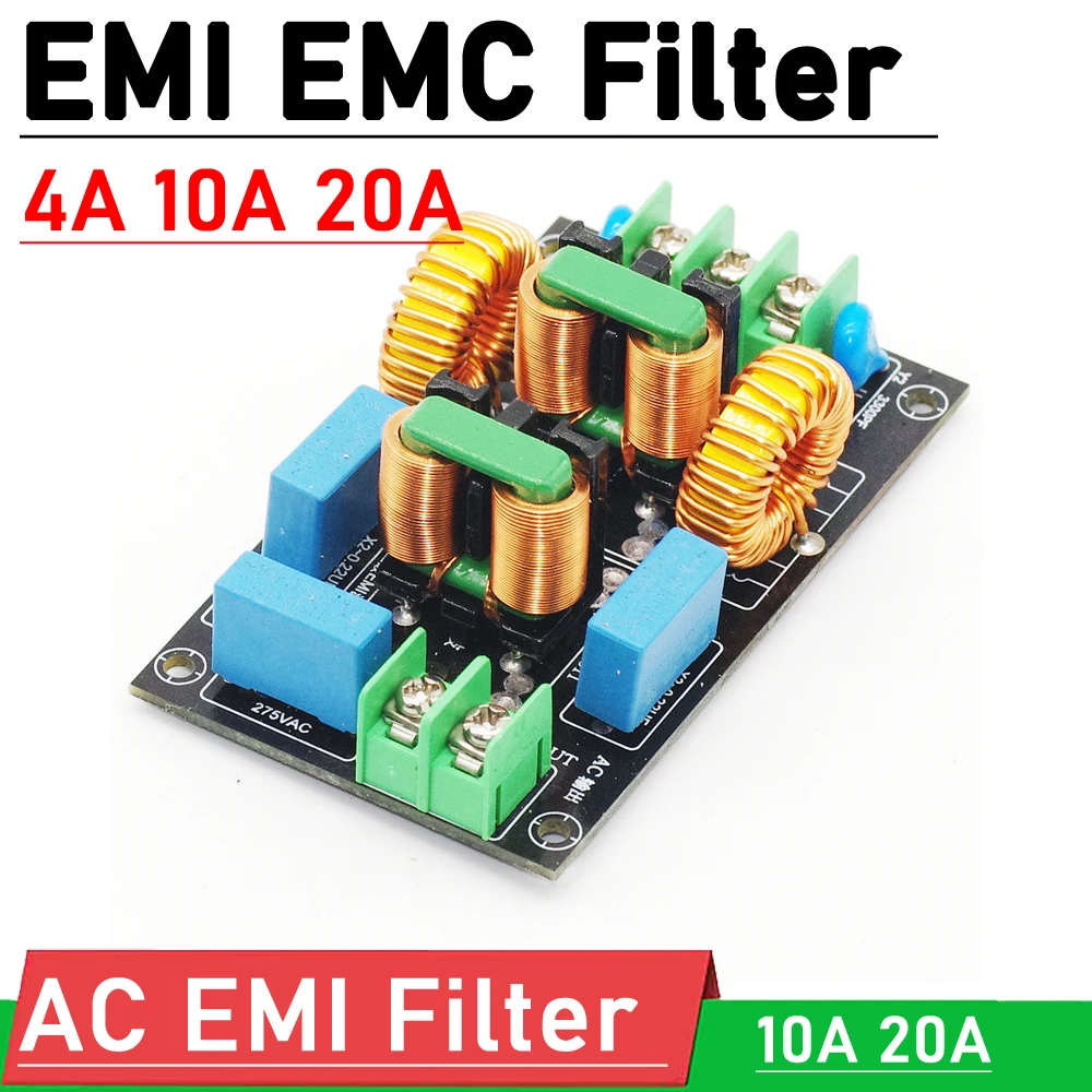 

4A 10A 20A 3-stage EMI EMC Power Filter Board AC 110V 220V EMI Filter FCC Electromagnetic Interference F HiFi Audio Amplifier