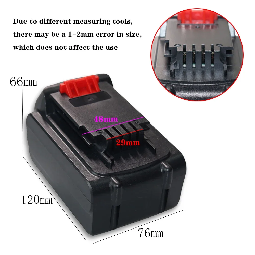

100% перезаряжаемый литий-ионный аккумулятор 20 в 8000 мАч, используется для замены электроинструментов Black & Decker LB20 LBX20 LBXR20