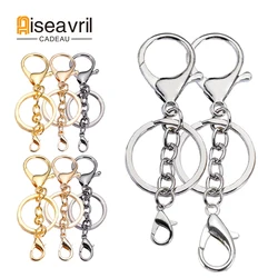 5pcs/lot 30mm Key Ring Long 93mm Popular classic 4 Colors Plated lobster clasp key hook chain jewelry making for keychain