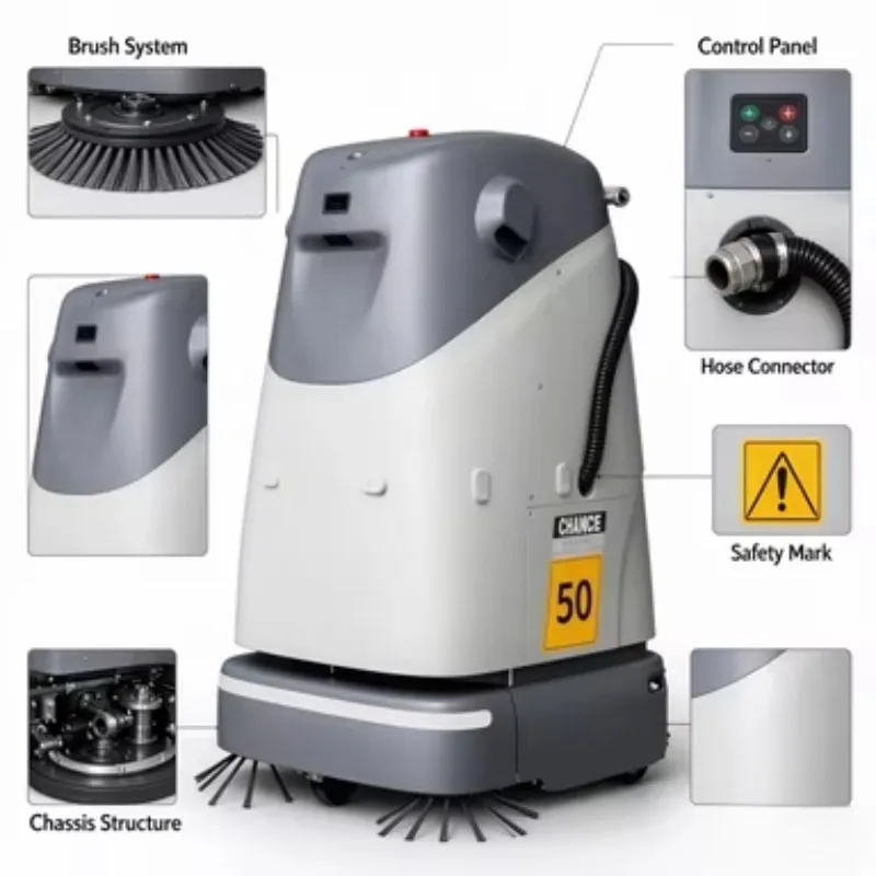 Customized Electric Automatic Floor Scrubber SC50 Commercial Floor Cleaning Robot Mall Floor Washing Sweeping Machine