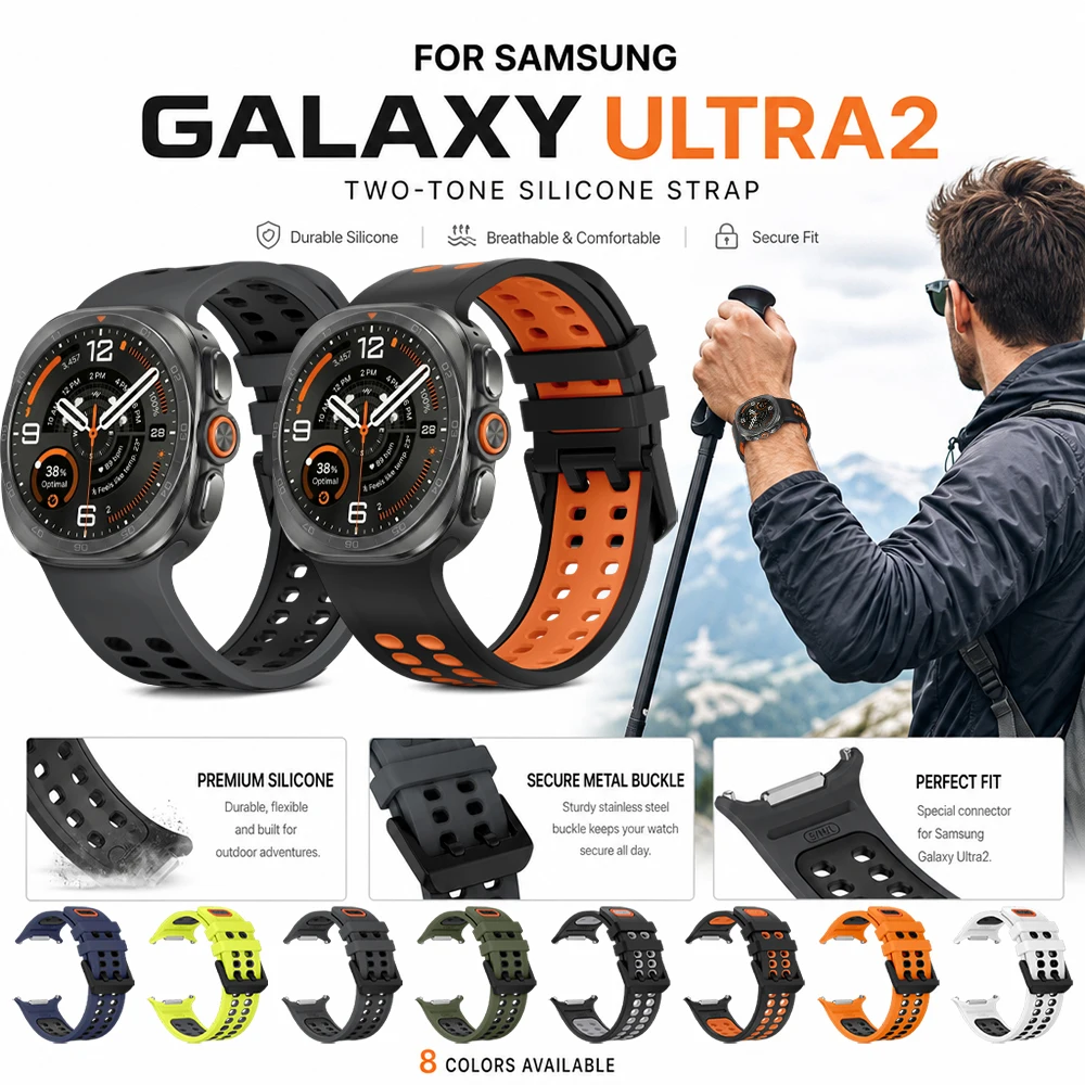 Breathable Two-Tone Silicone Strap for Samsung Galaxy Watch Ultra 2 1 Dedicated Perfect Fit Soft Sport Replacement Band Gear