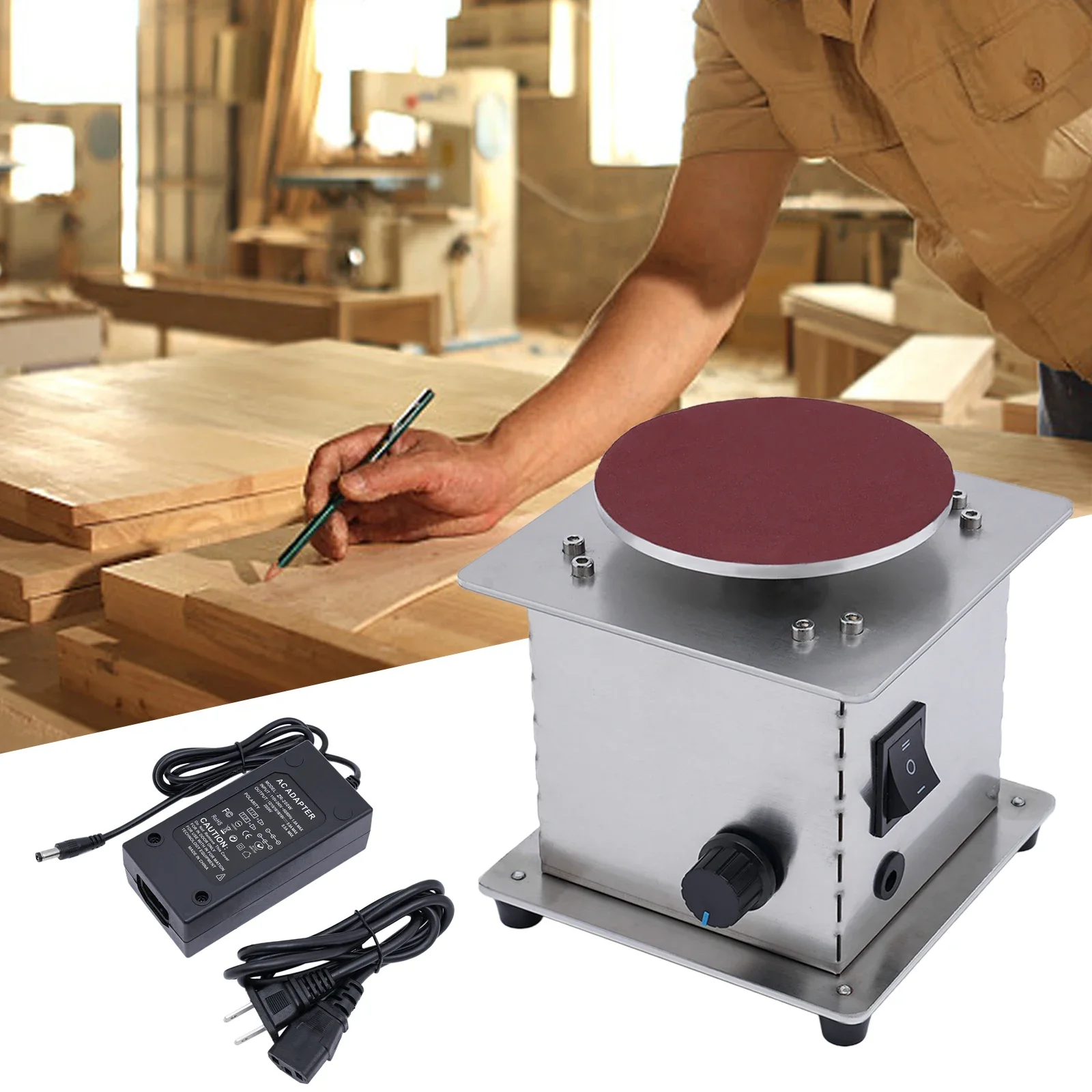 

Stainless Steel Mini Disc Sander, 200W 6000rpm Sanding Tool, 4in Disc P80-P2000 Grit for Metal Wood Plastic Grinding
