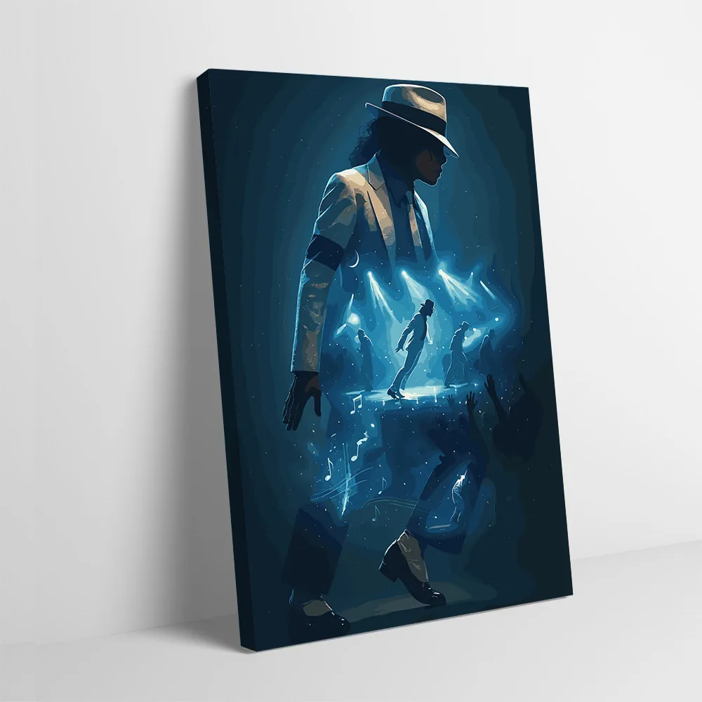 Michael Jackson in Blue Spotlight Poster Customizable Printed Canvas Painting Wall Art Gift for Decoration Living Room Wand Deko