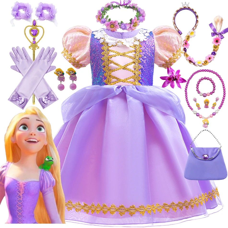 Tangled Magic Hair Princess Rapunzel for Girls Costume Kid Cosplay Carnival Party Vestido Birthday Christmas Dress Girls Clothes