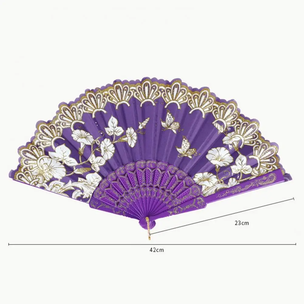 Folding Fan Smooth Portable Chinese Style Collapsible Fan Decor Exquisite Pattern Cloth Collapsible Fan Home Supplies