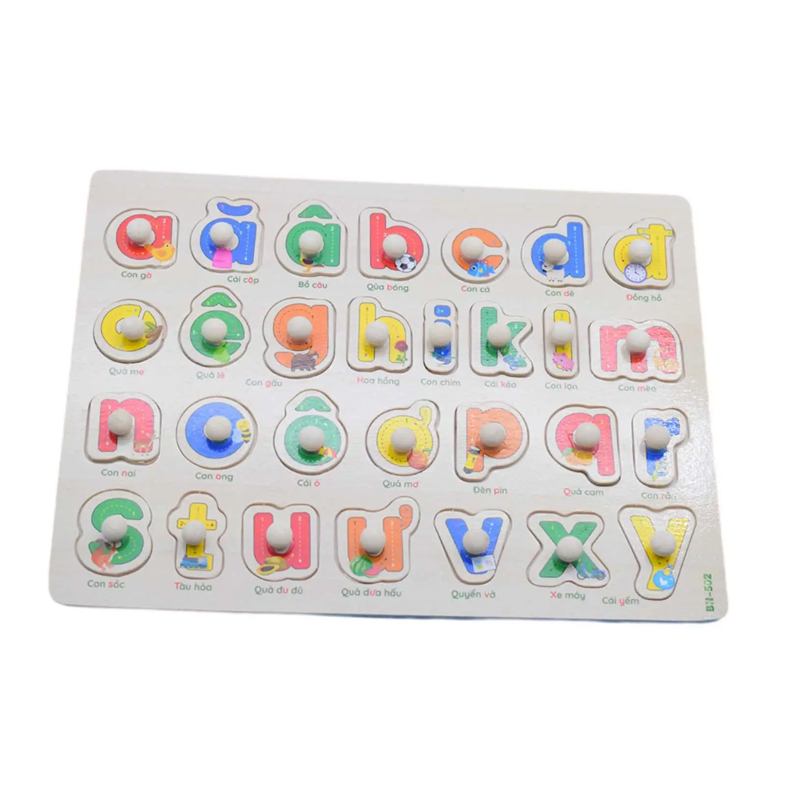 Vietnamese Letters Learning Toys Wooden Alphabet Puzzles Toys Board Birthdays Gifts Parent Child Toys Peg Puzzles for Baby