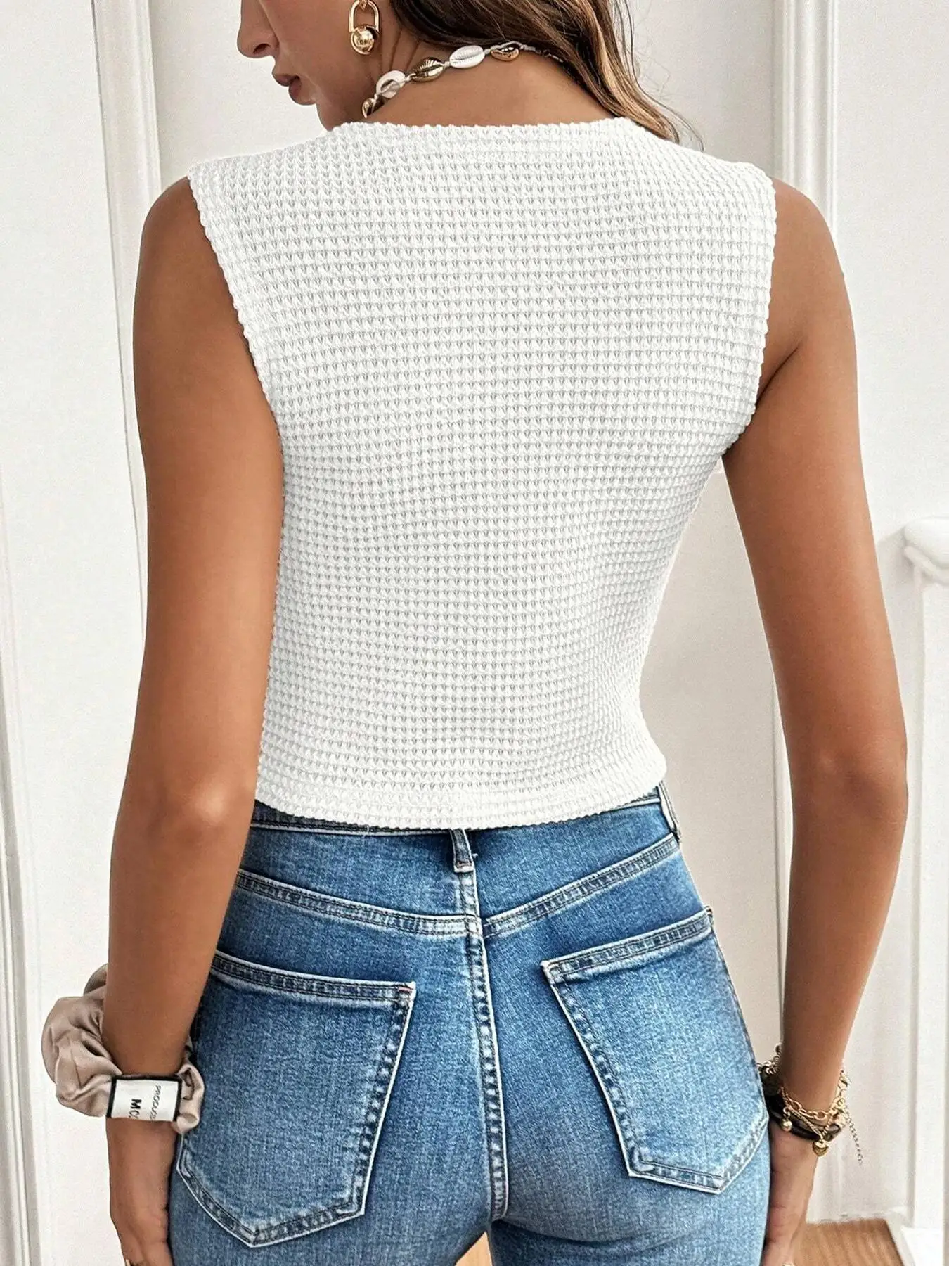 Women's Solid Color Tank Top Casual Sleeveless Top Suitable for Office Business Occasions Semi-Transparent Ladies' Apparel