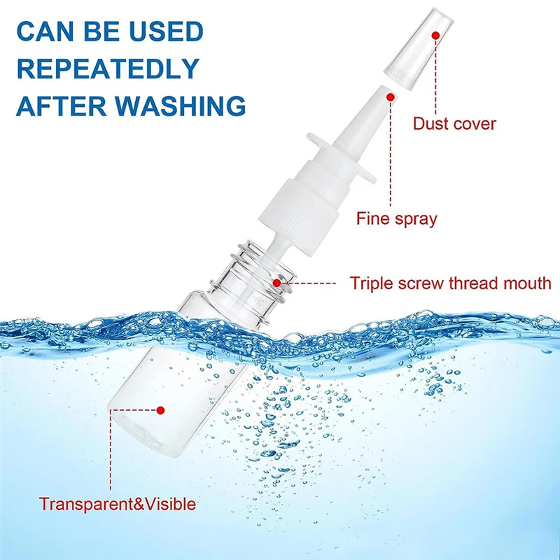 20Pcs 비강 스프레이 병, 10ML 명확한 작은 빈 코 스프레이 병 여행을위한 재사용 가능한 미세 안개 분무기, 뜨거운