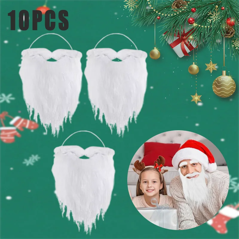 Santa Claus Beard Eight Character Beard Adult Children\'s Beard White Fake Beard 2024 New Christmas Decoration Prop