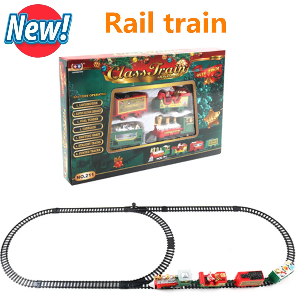 New Kids Train Set  Non Remote Control Model Rail Car Christmas Electric Train Rail Track Trains Gifts For 4+ Year Old Kids