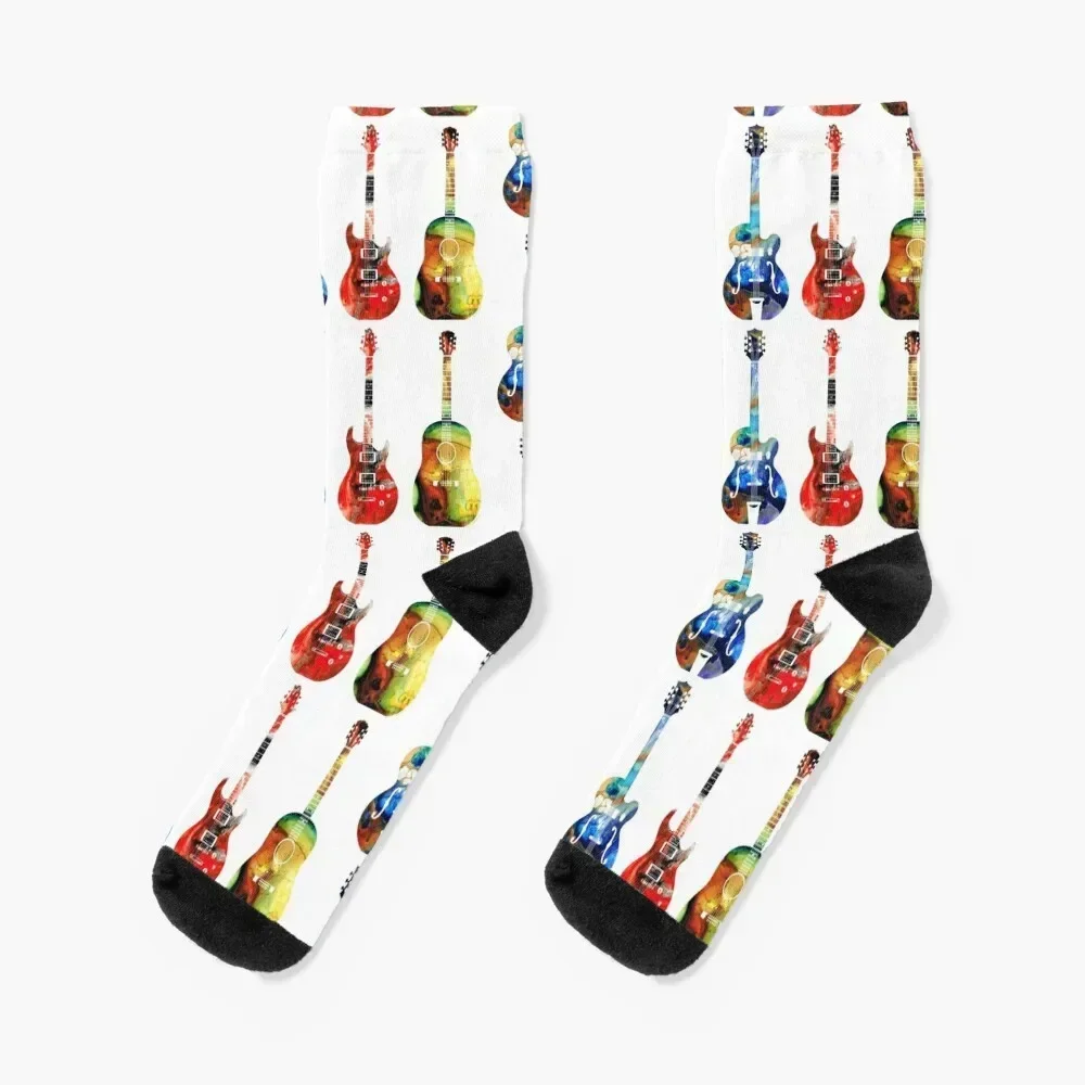 

Guitar Threesome - Colorful Guitars By Sharon Cummings Socks short FASHION hockey designer Socks For Women Men's