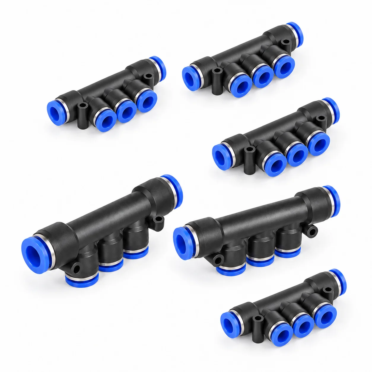 1PCS PK Pneumatic Quick Connector 4-12mm OD Push In Five Way Air Distributor Plastic Hose Tube Manifold Fitting Coupler Adapter