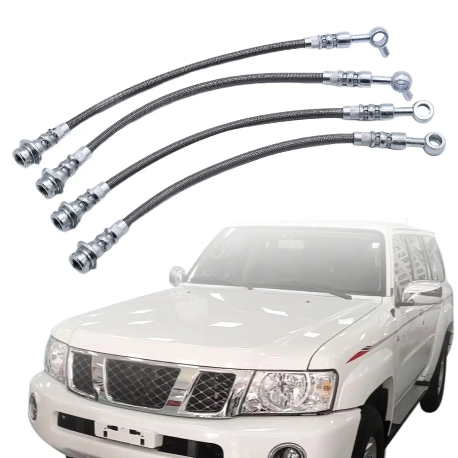 4Pcs Braided Brake Hose Kit Car Accessories for Nissan Patrol GQ Y60