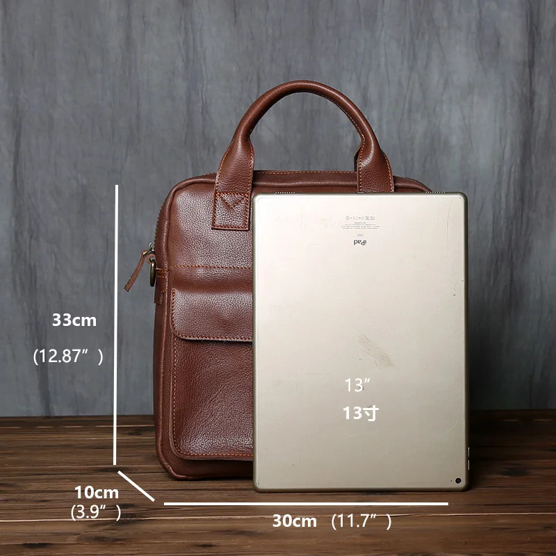 NZPJ Neue Retro Leder herren Handtasche Top Schicht Rindsleder Vertikale Einzigen Schulter Umhängetasche Briefträger Aktentasche Computer Tasche – Detail 2