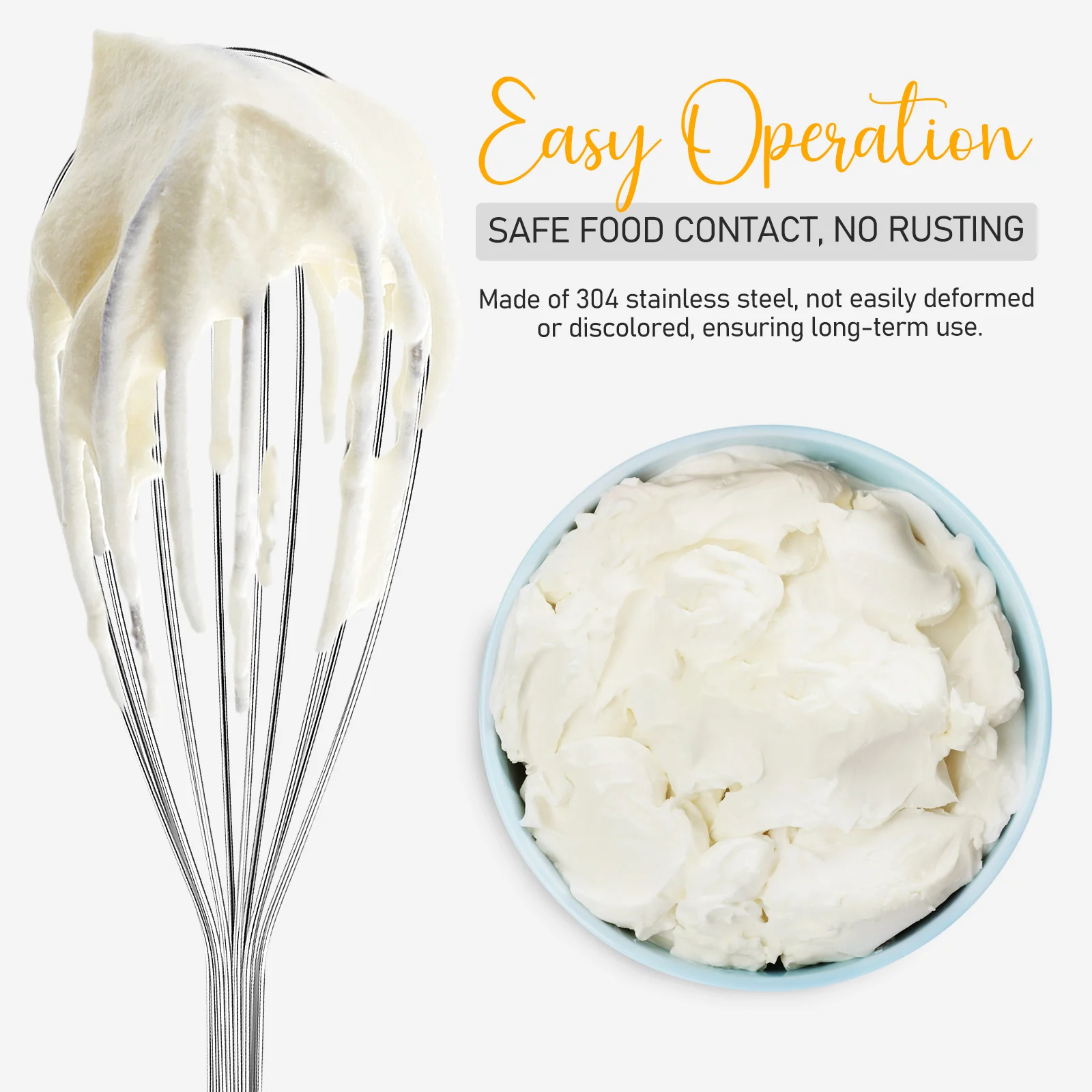 Серебряный венчик из нержавеющей стали 304 утолщенный для взбивания яиц и теста, кухонный инструмент