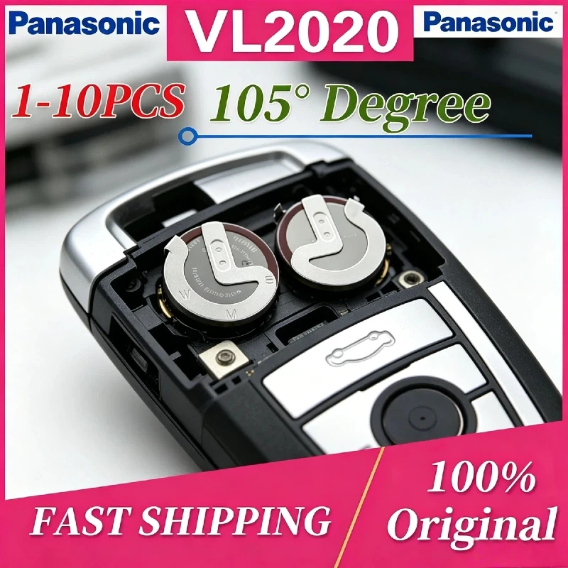 

Hot Panasonic VL2020 Battery 3V 20mAh Rechargeable Lithium Cell 105°C Solder Legs Design Stability for Series Car Key Remote