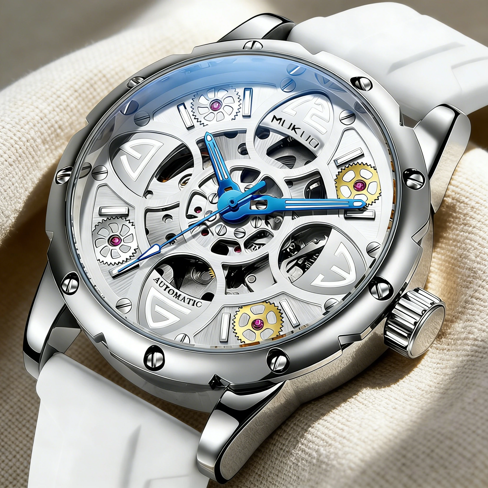 

Luxury Automatic Mechanical Watch for Men Silicone Strap Luminous Waterproof Wristwatch Business Casual Gift