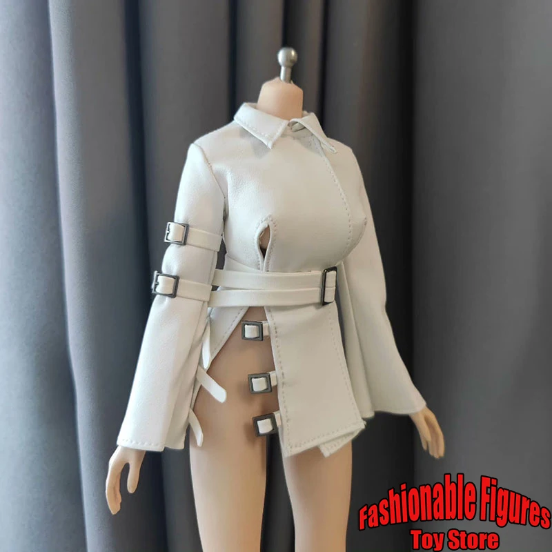 1/6 giacca da donna di media lunghezza Trench colletto con risvolto Blazer cappotto in pelle con spacco laterale con cintura per corpo soldato Action Figure da 12 pollici