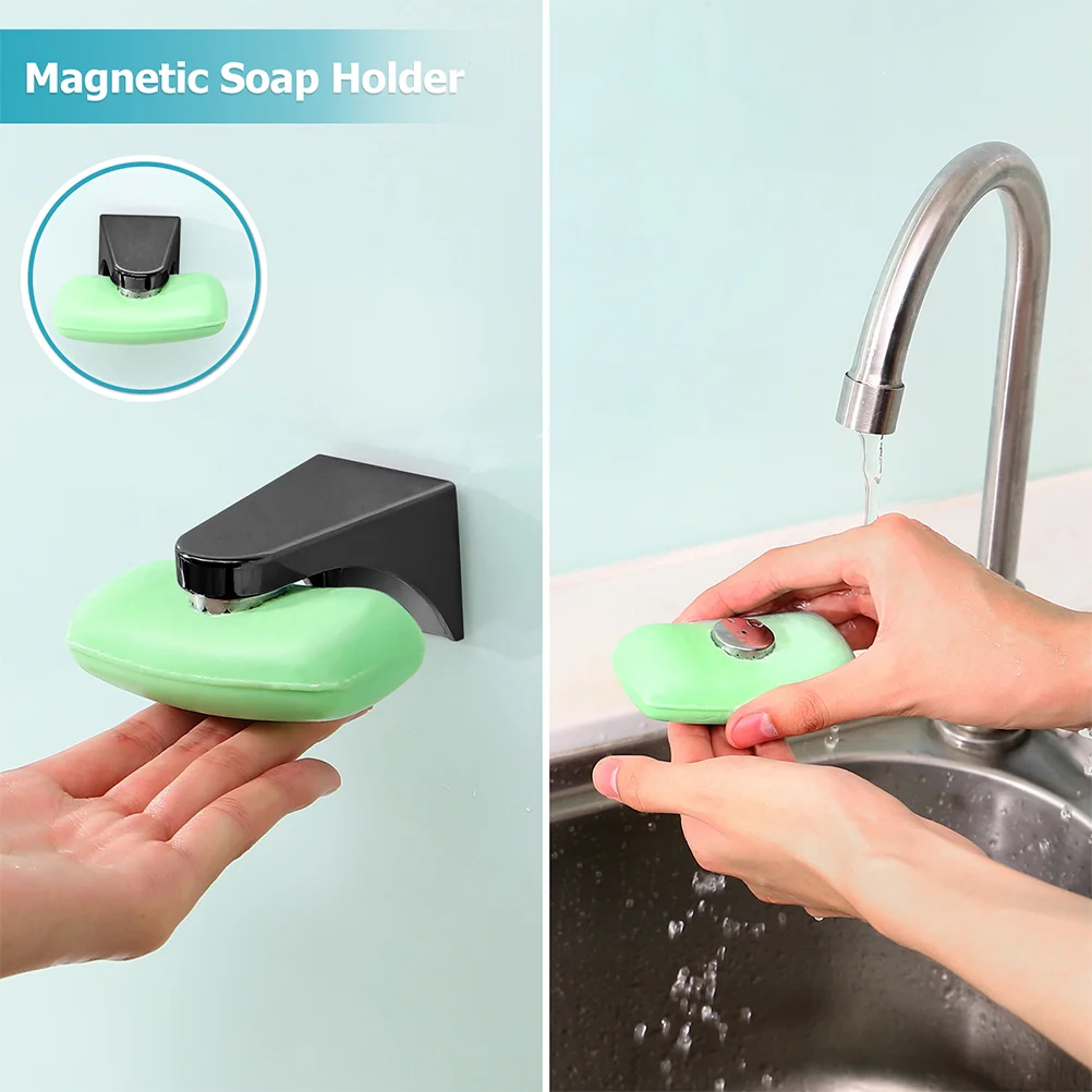 2 Pcs Soap Box Sink Magnetic Bracket Wall Holder Organizer Attachment Abs Storage Bathroom