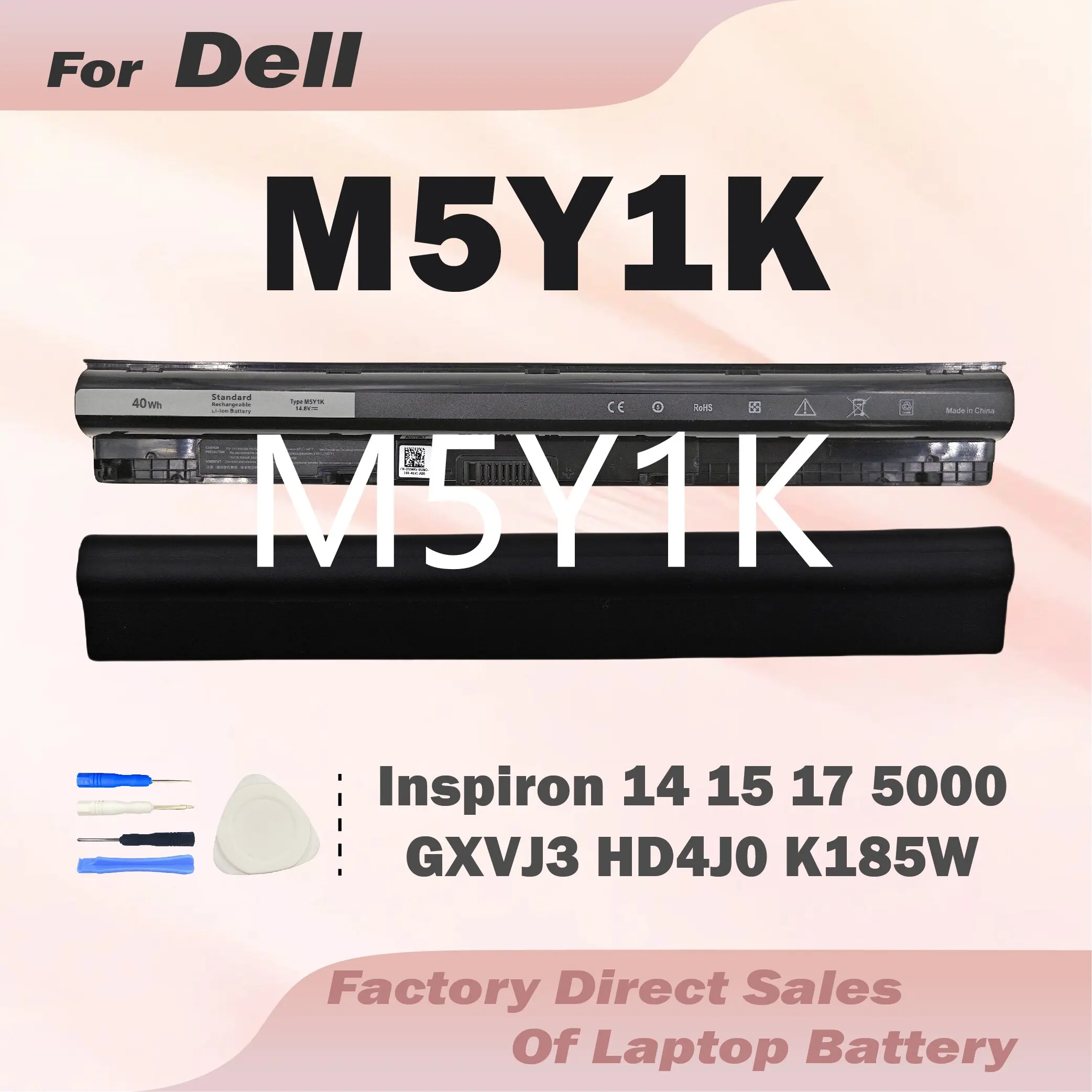 Batería para portátil M5Y1K de 40Wh para Dell Inspiron 14 3000 3451 3452 3458 3551 3558 3567 15 5000 5555 5558 5559 5759 Vostro 3458 3558 G