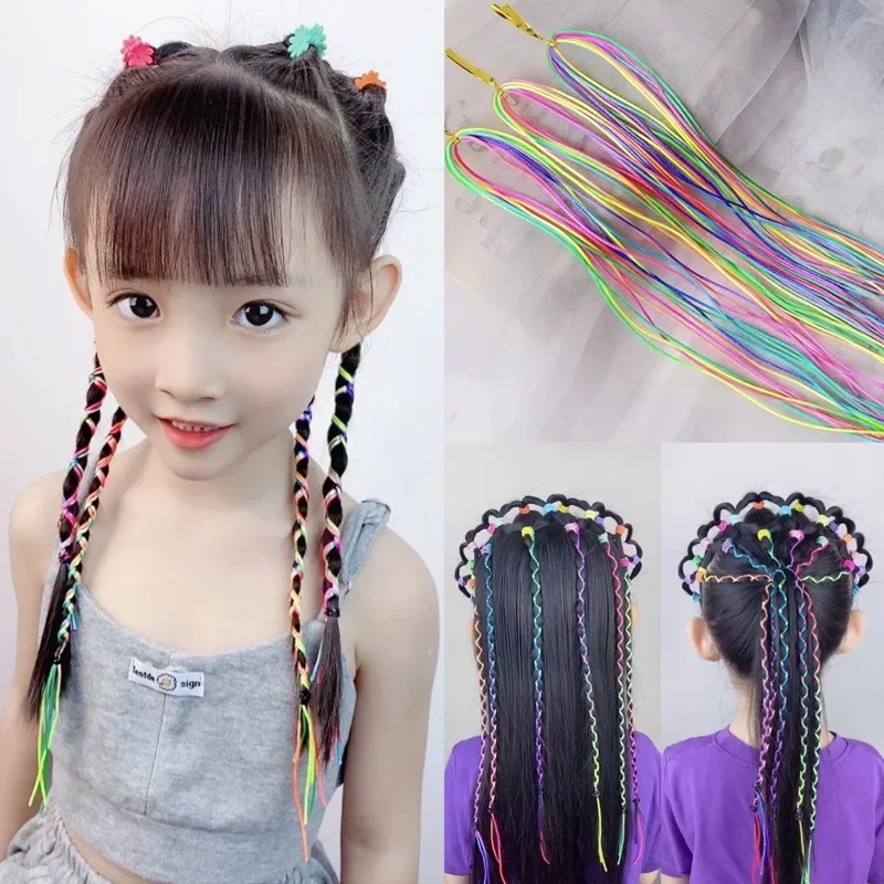 Xiaoxigua braided colored rope dirty braided rope national wind ribbon children's colorful hair accessories Ribbon headdressl