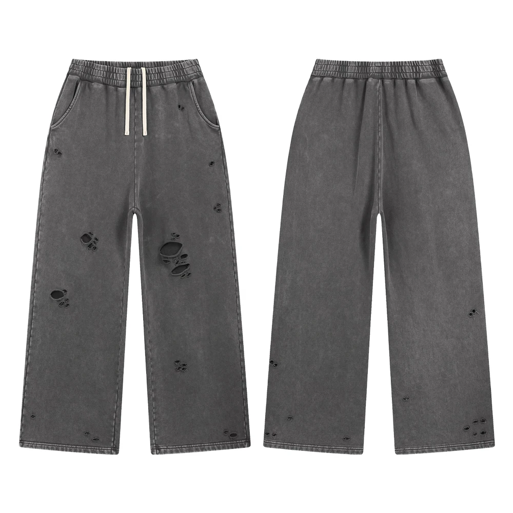 2025 new Streetwear Clothing Oversized Baggy Pants Hip-hop Men's Cotton Pant Casual Daily High Street Style Vintage Ripped Pants