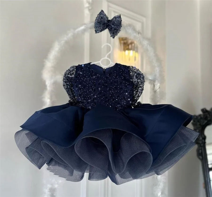 Luxe bloemenmeisje meisje verjaardagsjurk baby Bead string glanzende lovertjes tutu jurk voor bruiloft bal communiejurk ﻿