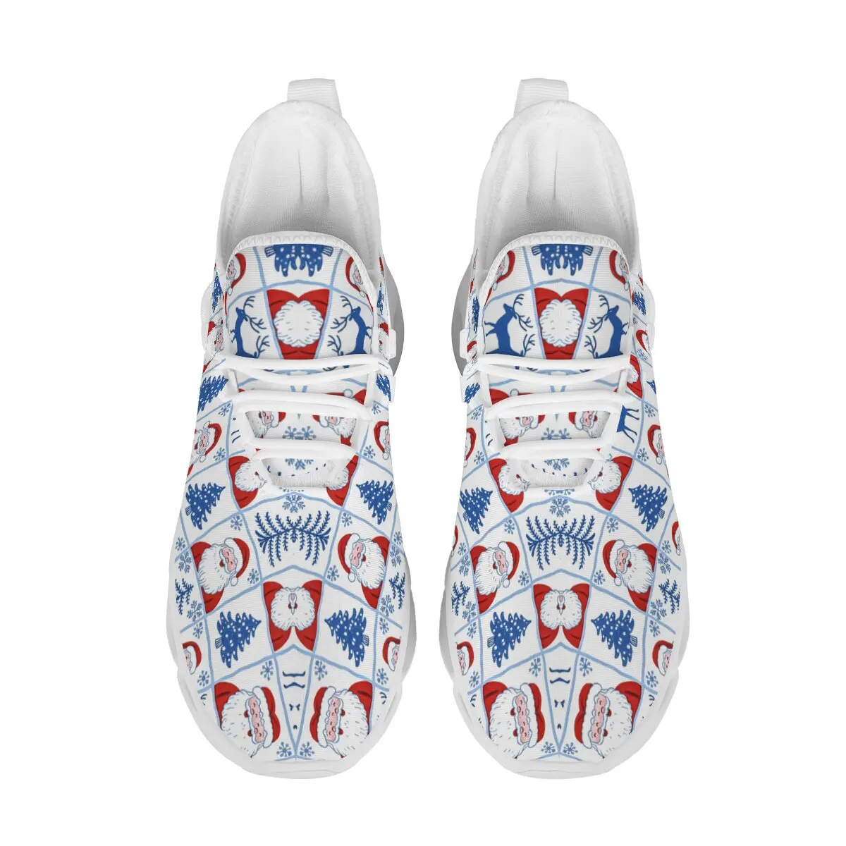 

Lightweight Parent-child Shoes with Multi-color Christmas Graffiti Polka Dot Holiday Gift Lace-up Flying Weave Sports Flat Shoes