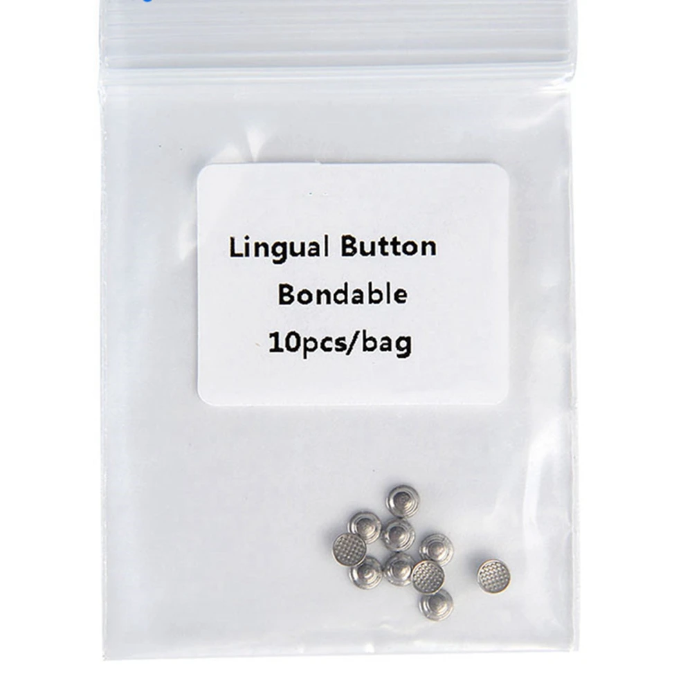 JUMTOP 10Pcs/Pack Dental Metal Buttons Lingual Buckle Composite for Bondable Round Base Orthodontics Materials