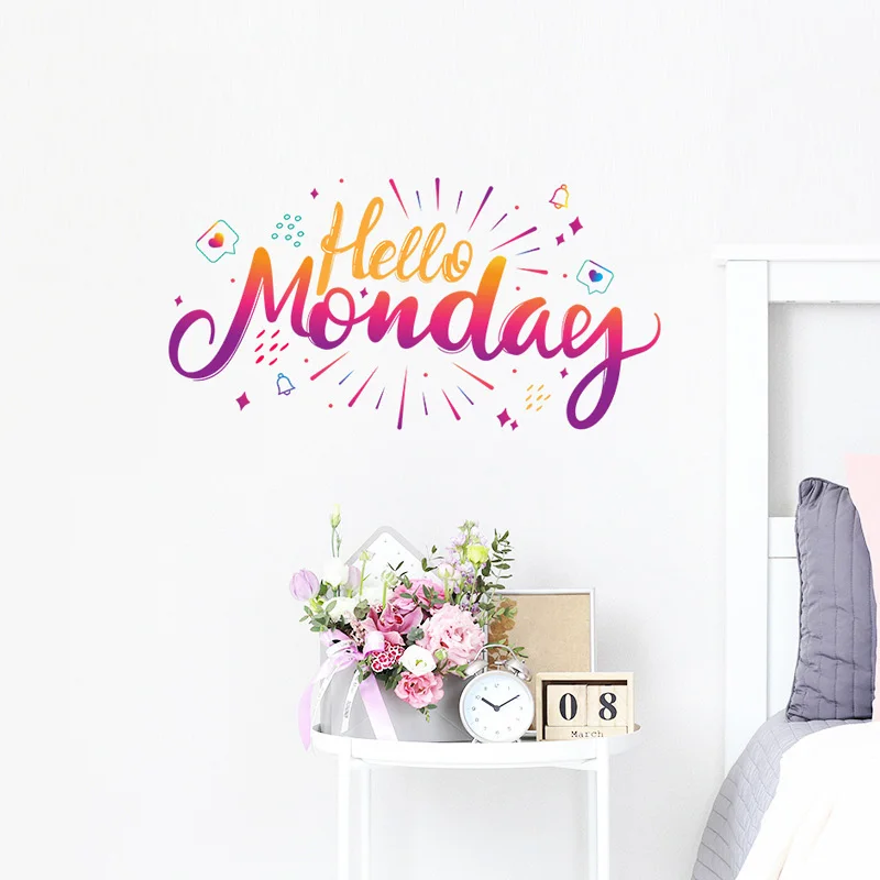 Colorful Hello Monday Wall Stickers Festival Living Room Bedroom Background Home Decoration Wallpaper For Home Beautify Poster