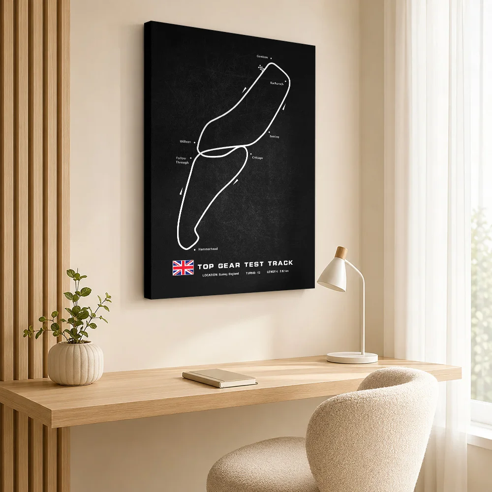 Top Gear Test Track Framed Canvas Poster Customized Modern Aesthetic Canvas Wall Art for Bedroom Decor Ready to Hang Home Gift