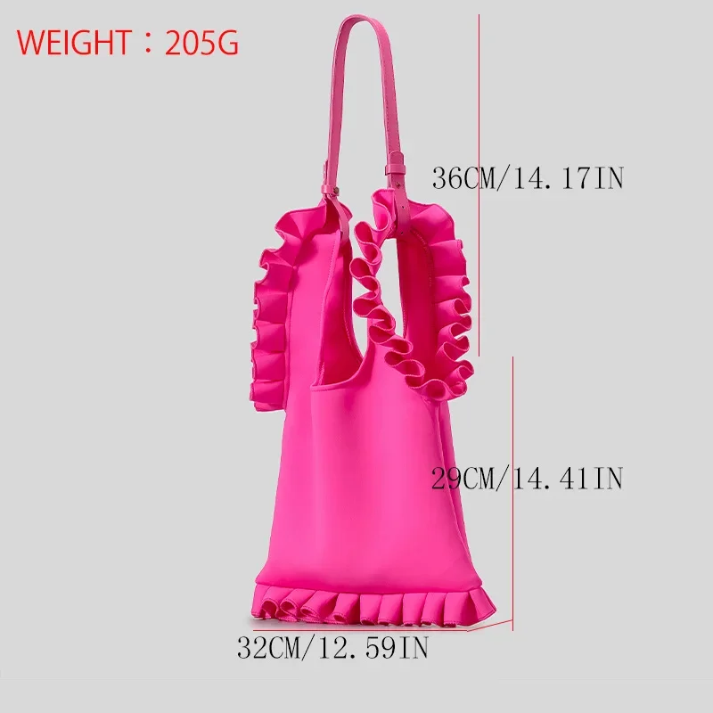 New Satin Niche Design Skirt ShoulderBag Women's Pleated Fungus Side Tote Bag Korean Armpit Bag Shopping Bag Purses and Handbags