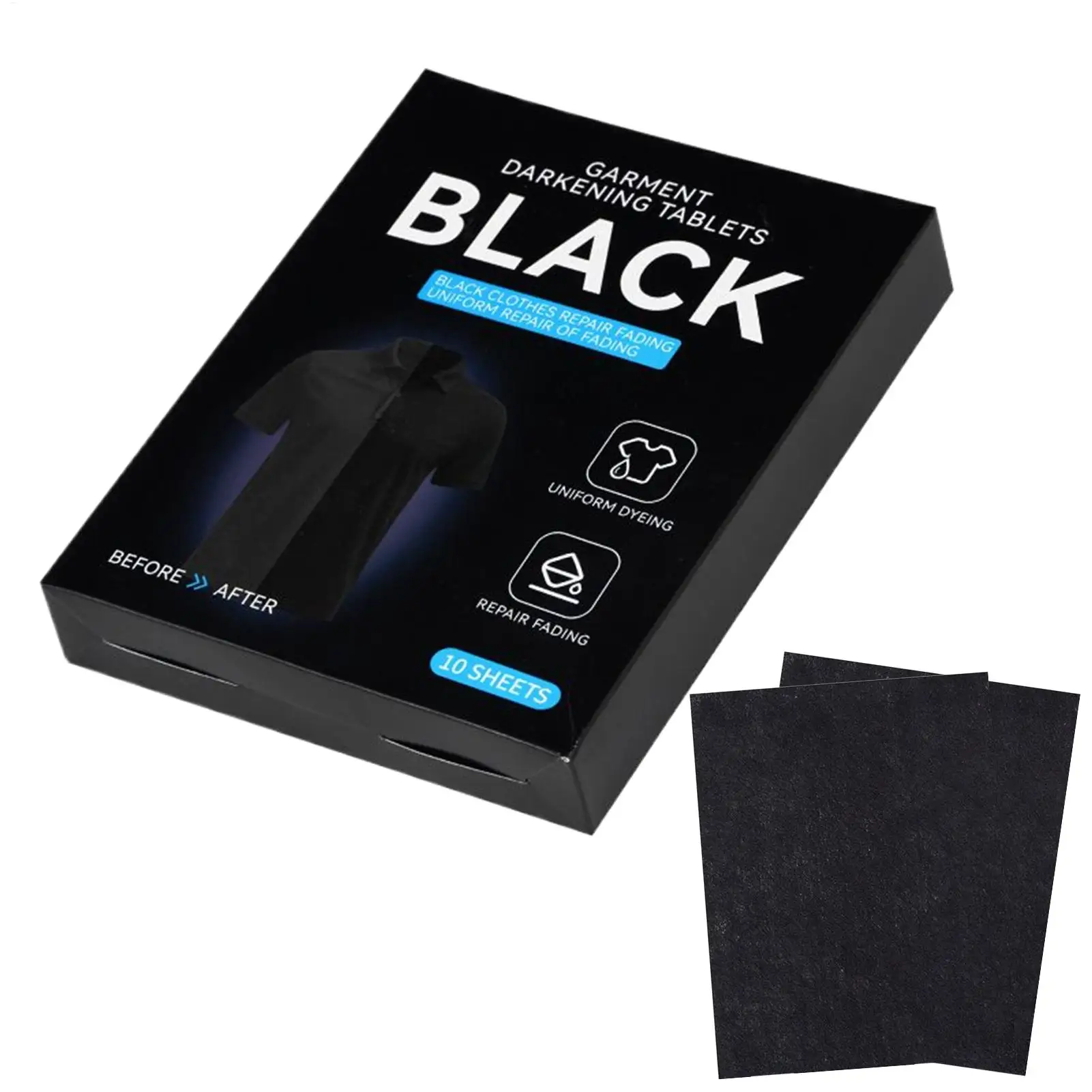 10 Pcs Clothes Blackening Dyeing Laundry Tablets Non-woven Black Color Enhanced Tablets Restore Faded Black Clothes Protection