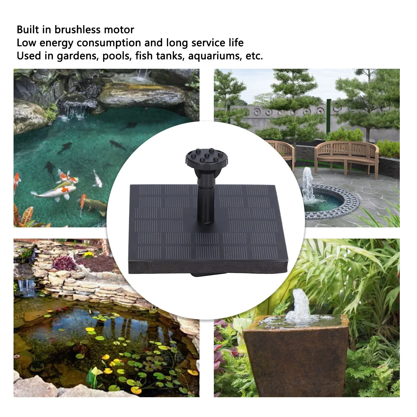 Solar Fountain Kit 7V 1.4W Monocrystalline Silicon Floating Water Pump Outdoor Pond Bird Bath Waterscape Decoration Pump Kit view 2