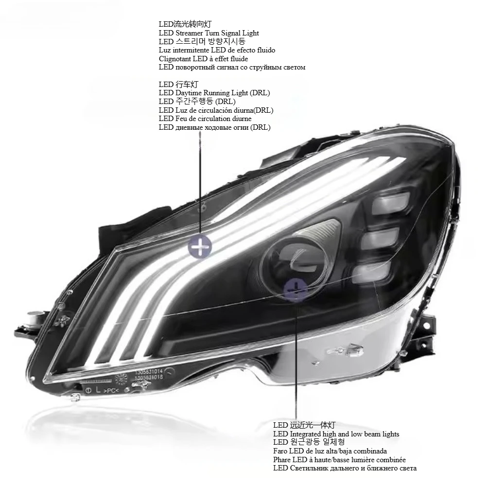 Auto Parts For Mercedes Benz W204 Headlights 2007-2014 C200 C300 C Class latest Styling LED DRL Dual Projector Car Accesorios