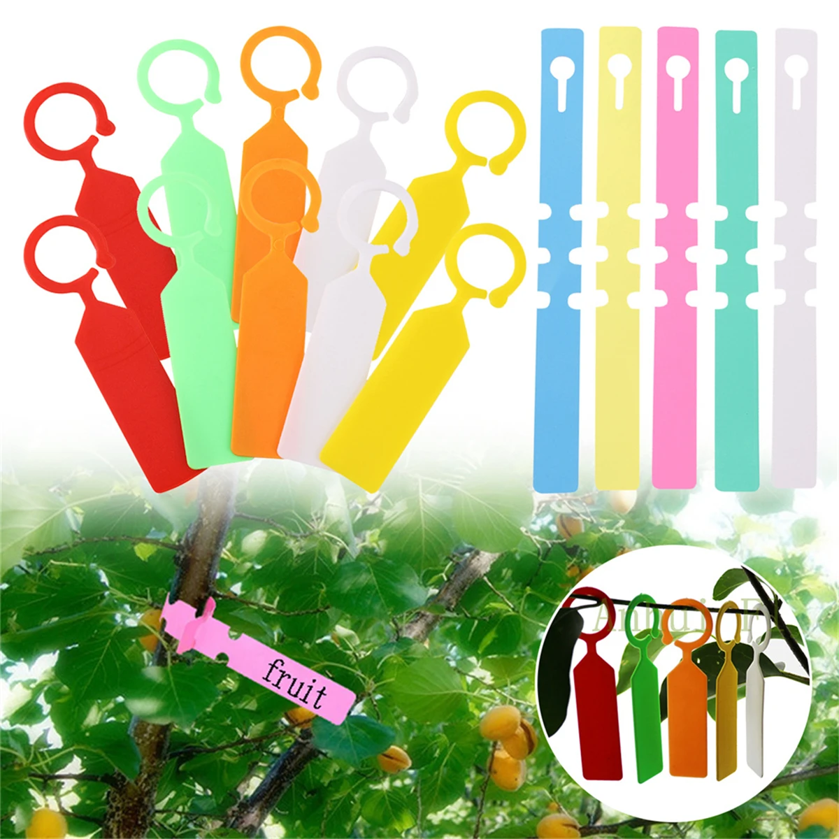 100Pcs Gardening Plant Labels Ring-shape Waterproof Hanging Tags Yard Orchard Trees Flowers Potted Plants Classification Sign