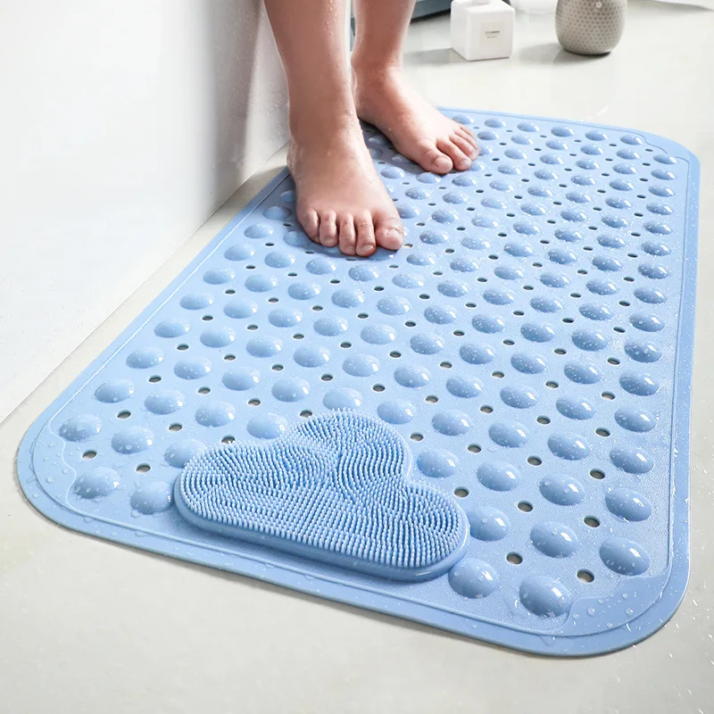 TPE Mat with Massage Brush, Waterproof Rug, Bathroom Carpet, Anti Slip, Suction Feet Pad, Shower Pad, Toilet Floor, Door Supplie